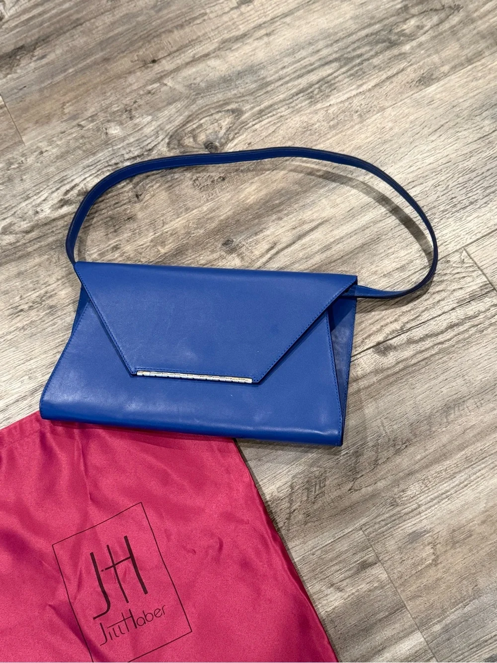 Jill Haber Leather Clutch Bag with Detachable Strap